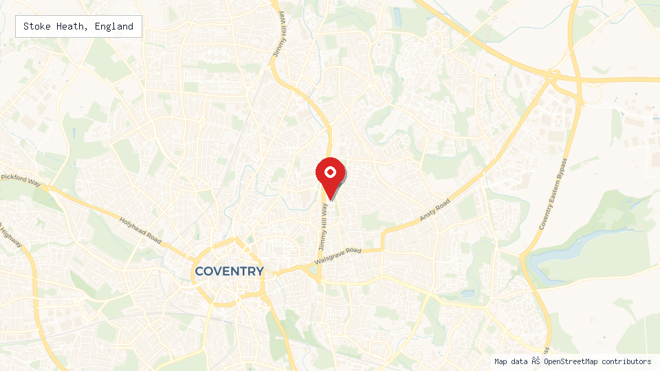 Street map of Stoke Heath, England with location pin