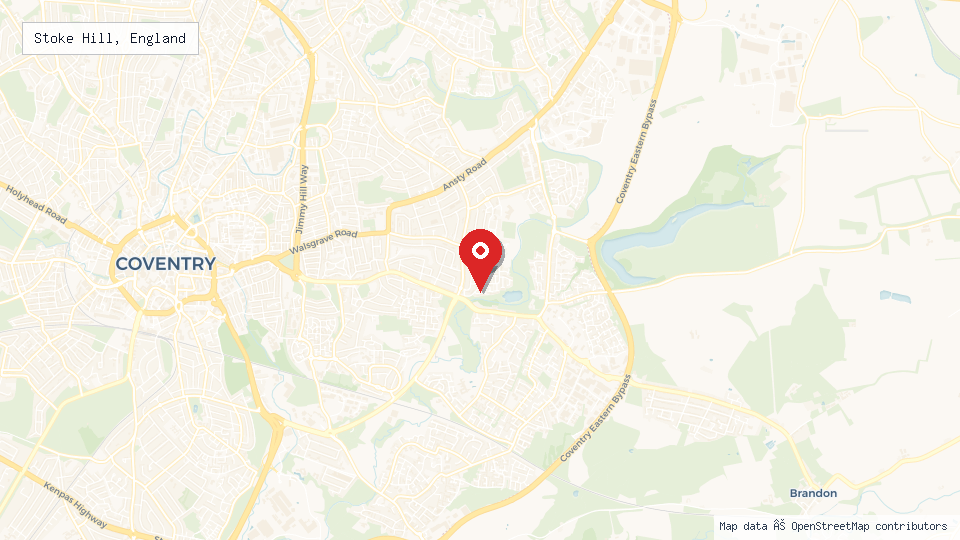 Street map of Stoke Hill, England with location pin