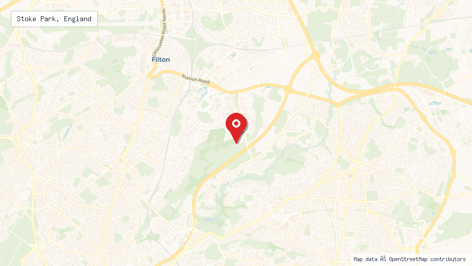 Street map of Stoke Park, England with location pin