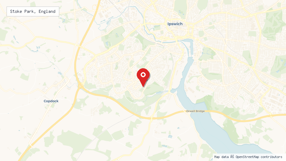 Street map of Stoke Park, England with location pin