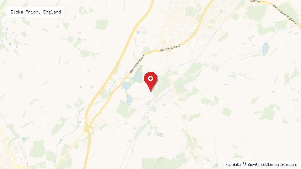 Street map of Stoke Prior, England with location pin