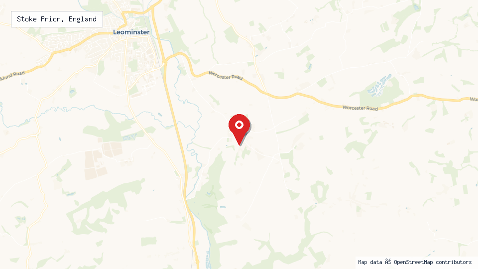 Street map of Stoke Prior, England with location pin