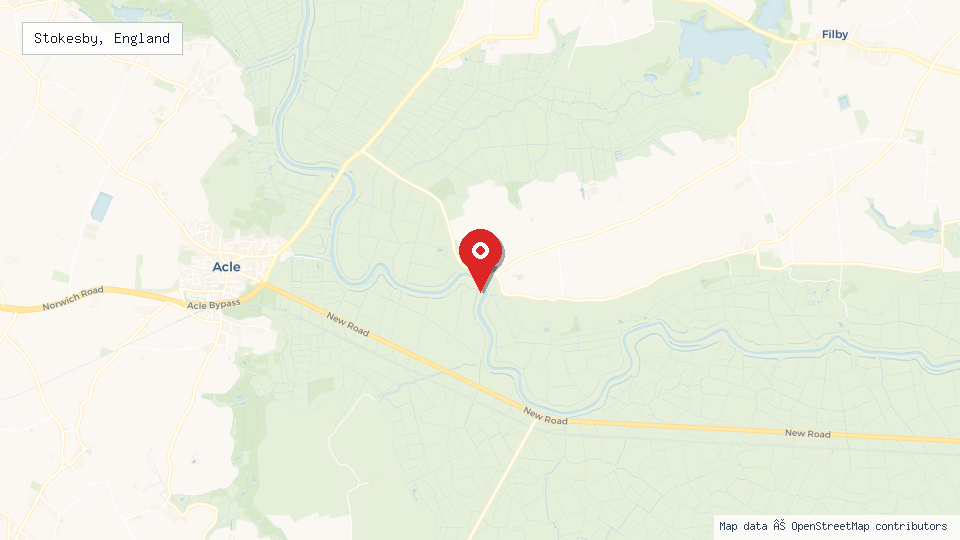 Street map of Stokesby, England with location pin