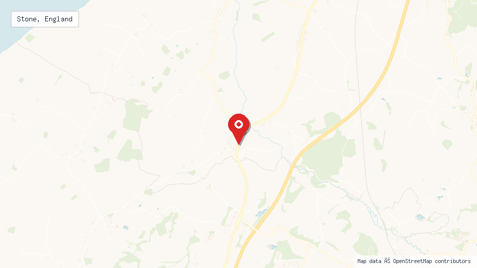 Street map of Stone, England with location pin