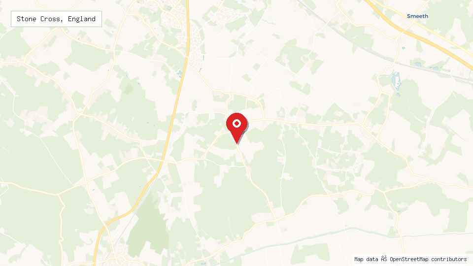 Street map of Stone Cross, England with location pin
