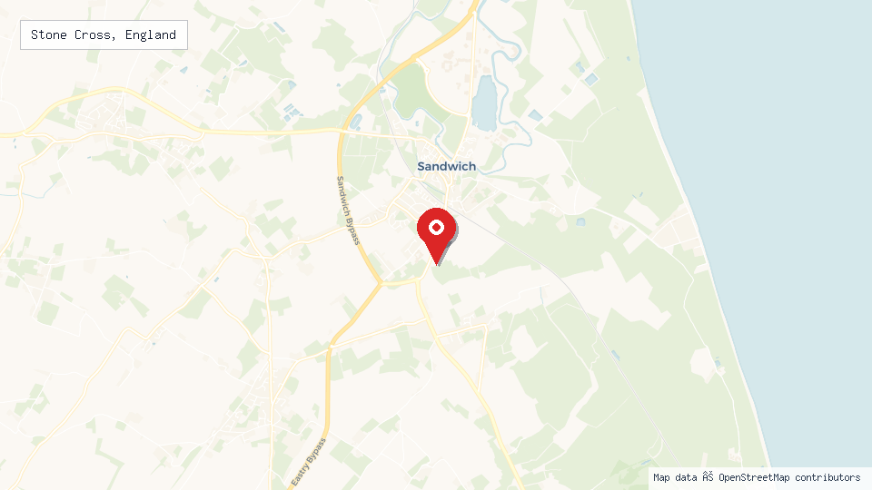 Street map of Stone Cross, England with location pin