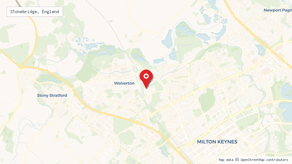 Street map of Stonebridge, England with location pin