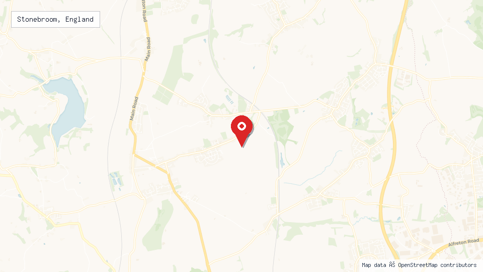 Street map of Stonebroom, England with location pin