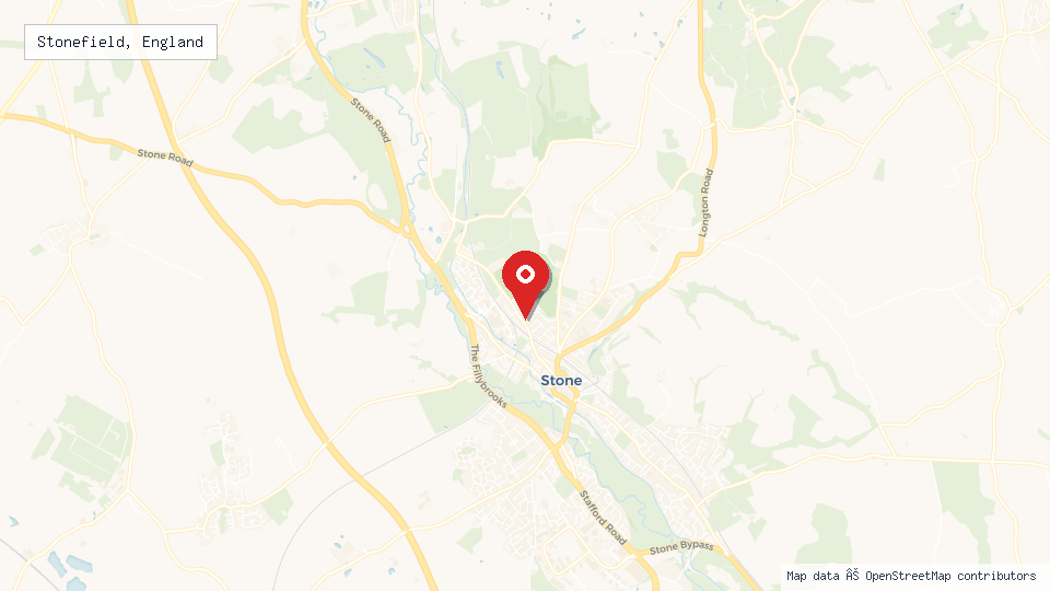 Street map of Stonefield, England with location pin