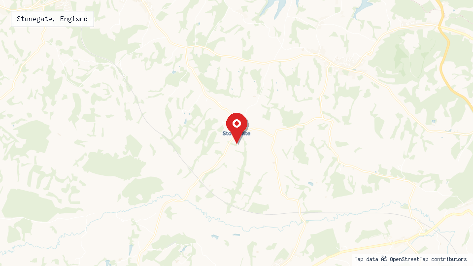 Street map of Stonegate, England with location pin