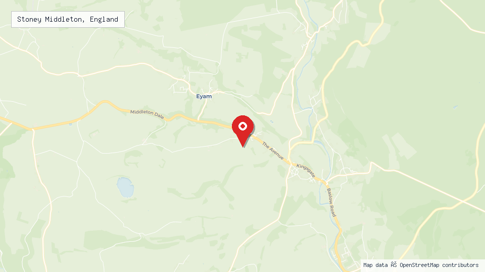 Street map of Stoney Middleton, England with location pin