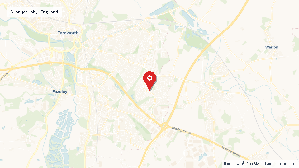Street map of Stonydelph, England with location pin