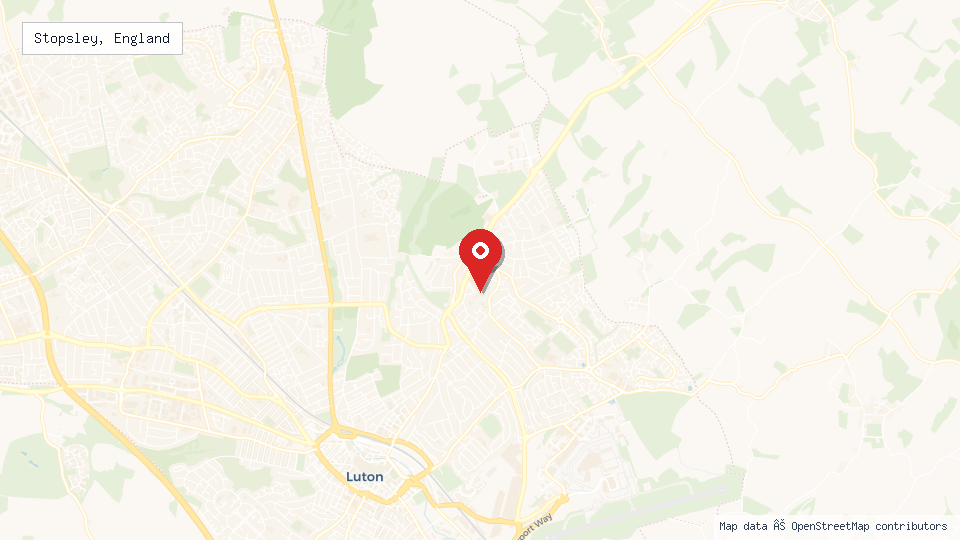 Street map of Stopsley, England with location pin