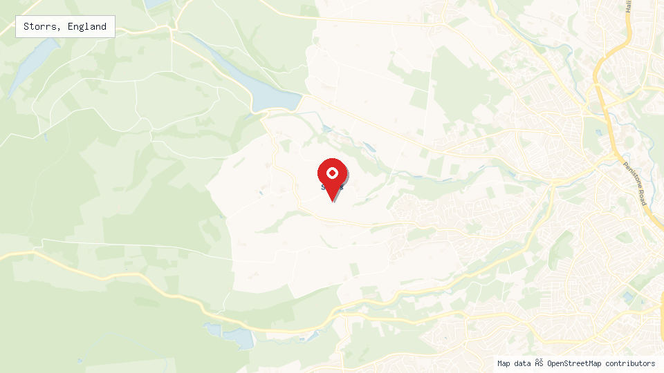 Street map of Storrs, England with location pin