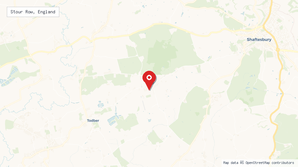 Street map of Stour Row, England with location pin