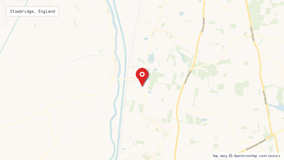 Street map of Stowbridge, England with location pin