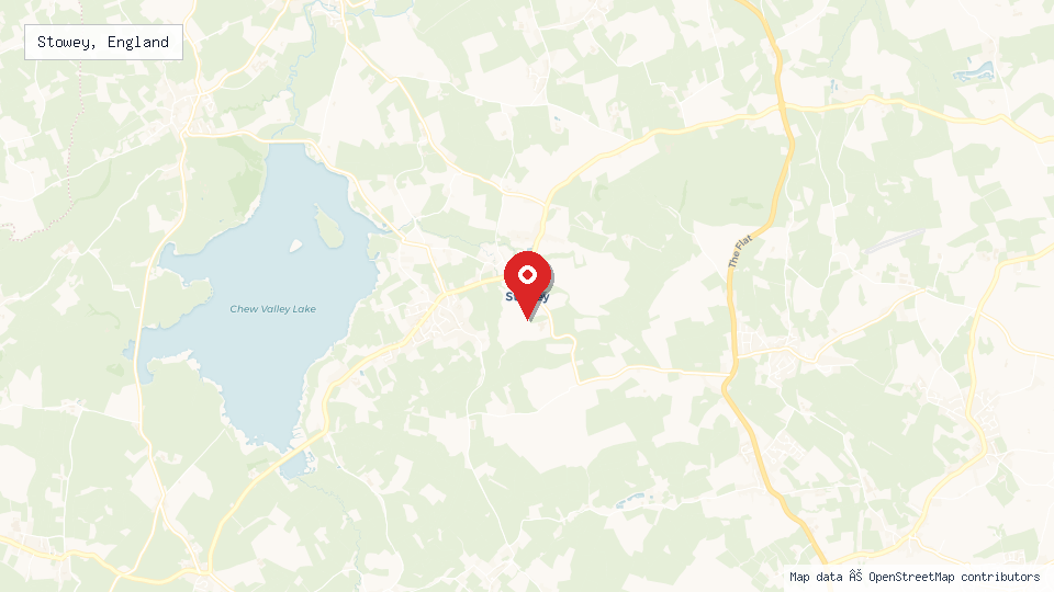 Street map of Stowey, England with location pin