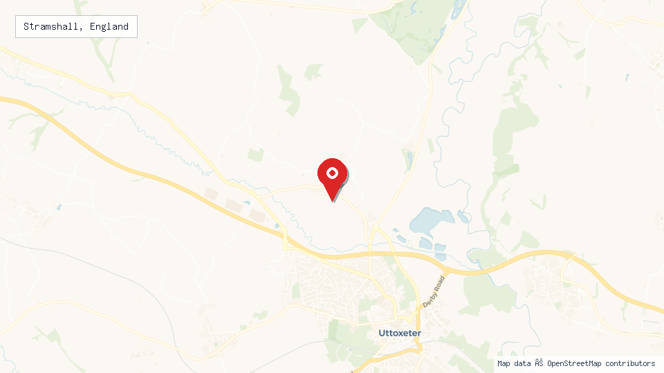 Street map of Stramshall, England with location pin