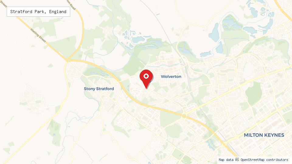 Street map of Stratford Park, England with location pin