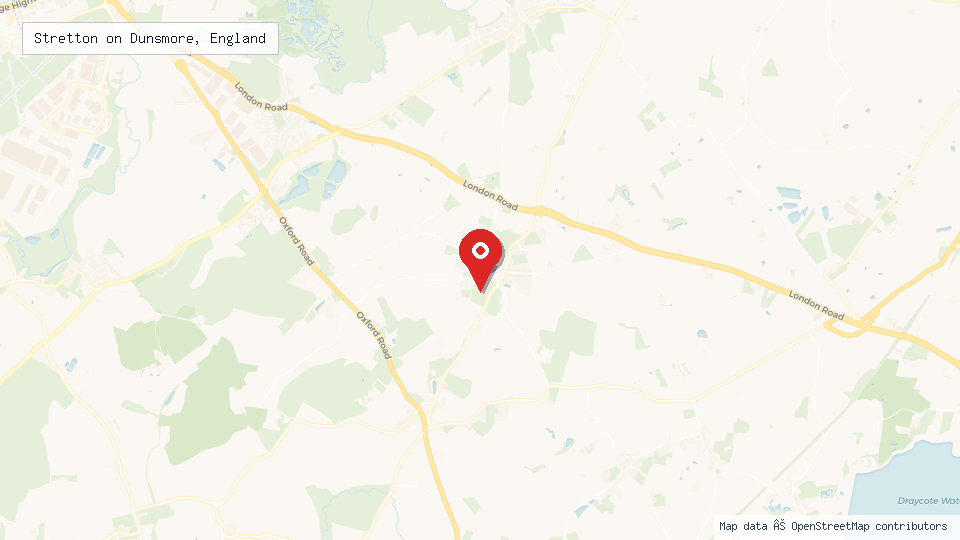 Street map of Stretton on Dunsmore, England with location pin