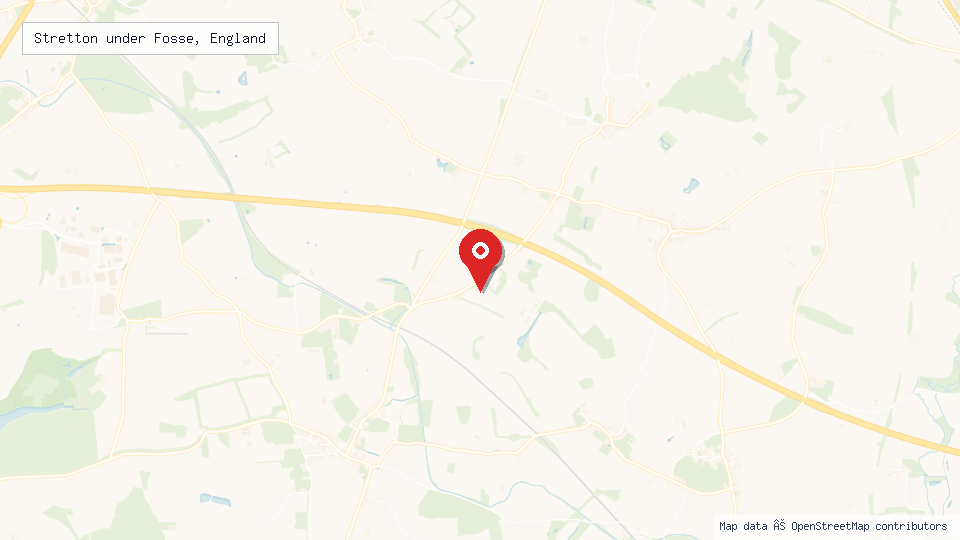 Street map of Stretton under Fosse, England with location pin