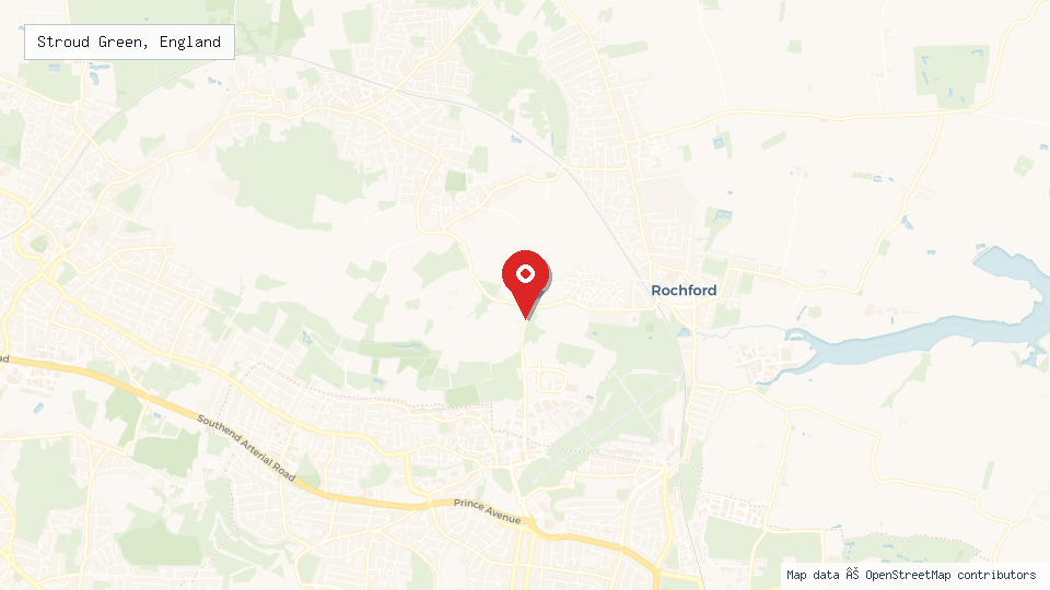 Street map of Stroud Green, England with location pin
