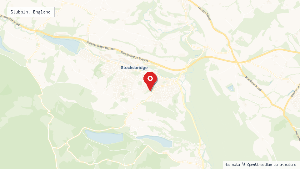 Street map of Stubbin, England with location pin