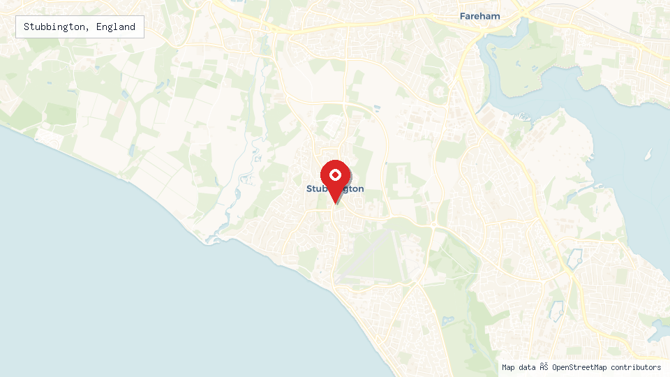 Street map of Stubbington, England with location pin
