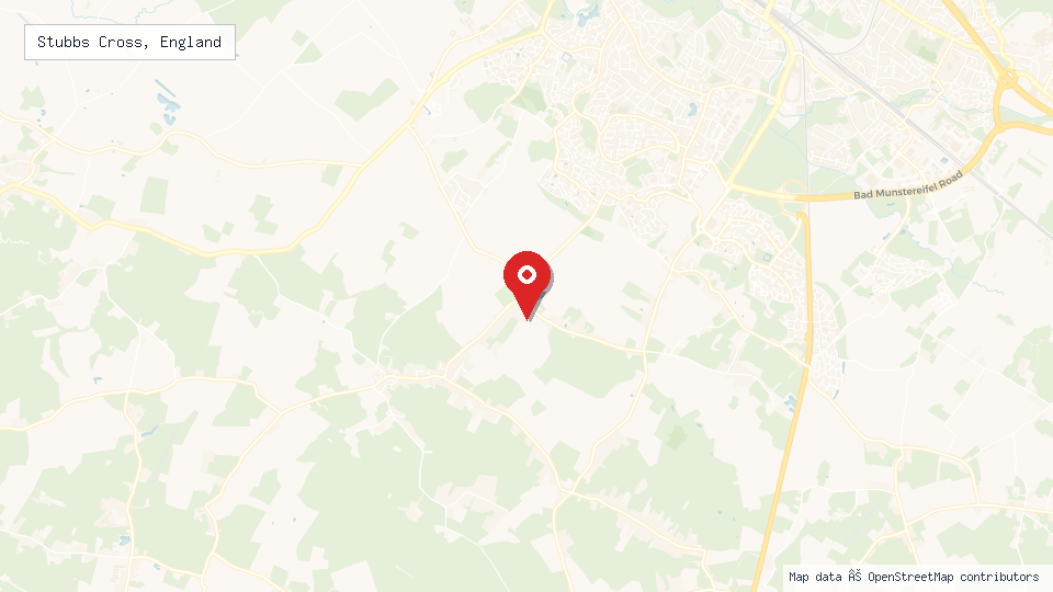 Street map of Stubbs Cross, England with location pin