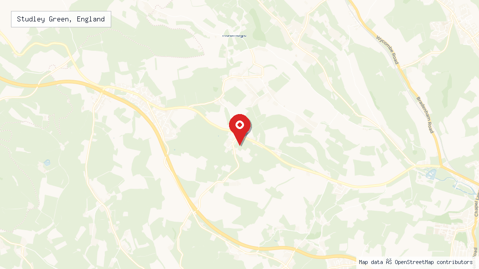 Street map of Studley Green, England with location pin