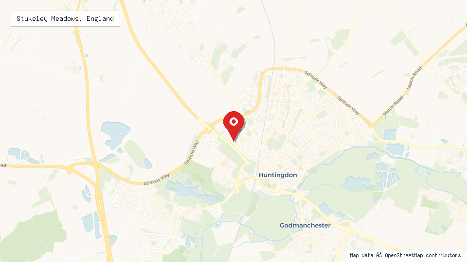 Street map of Stukeley Meadows, England with location pin