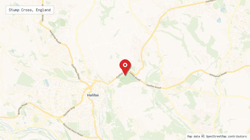Street map of Stump Cross, England with location pin