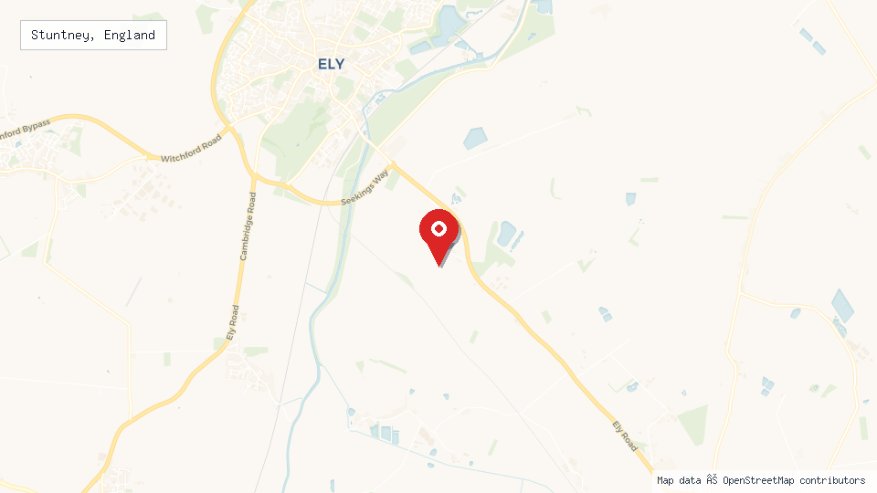 Street map of Stuntney, England with location pin