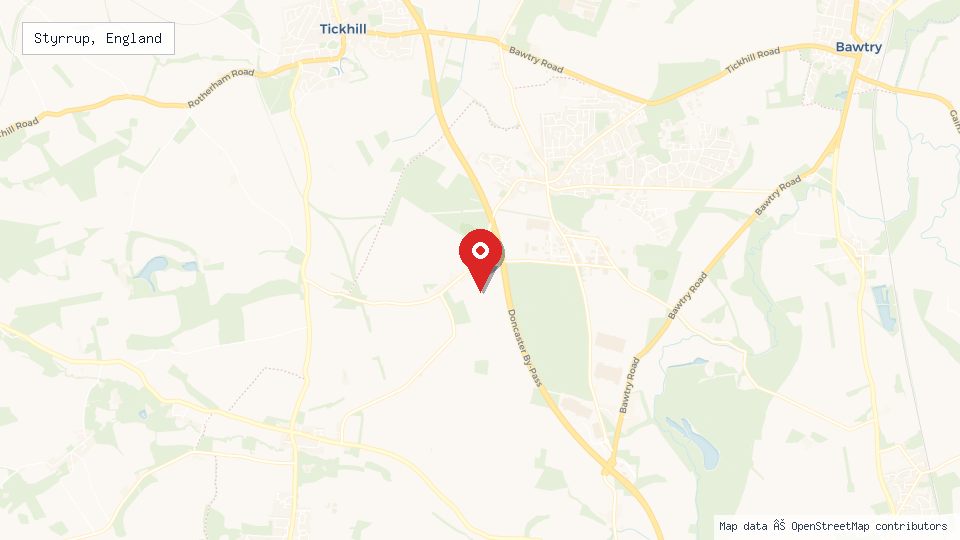 Street map of Styrrup, England with location pin
