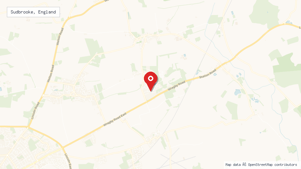 Street map of Sudbrooke, England with location pin