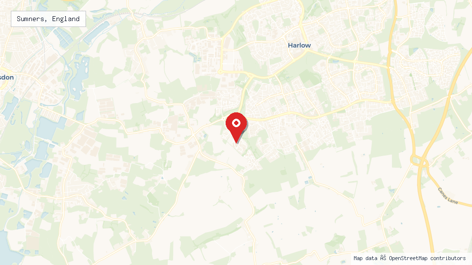 Street map of Sumners, England with location pin