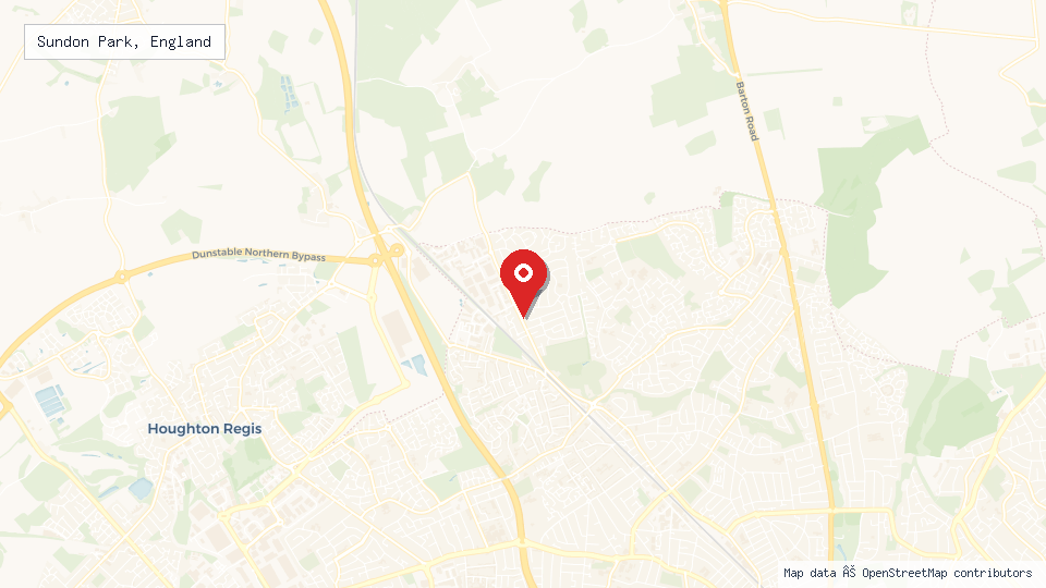 Street map of Sundon Park, England with location pin