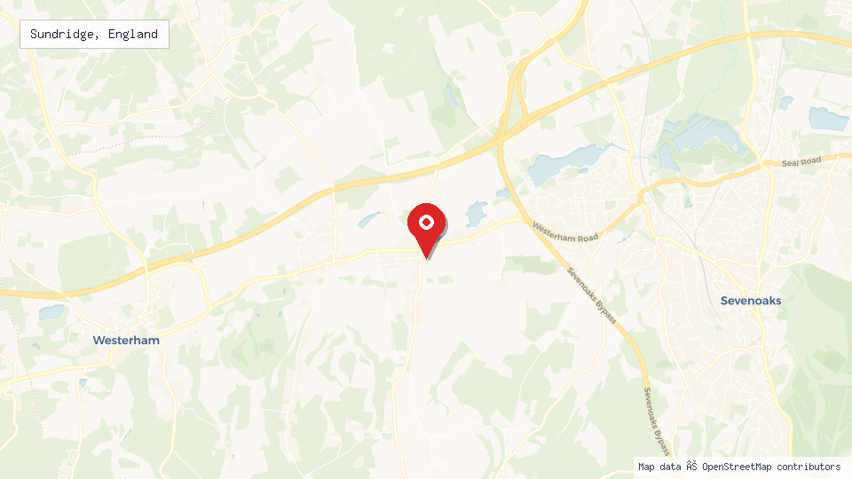 Street map of Sundridge, England with location pin