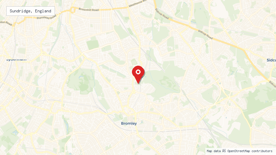 Street map of Sundridge, England with location pin