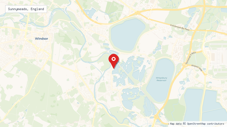 Street map of Sunnymeads, England with location pin