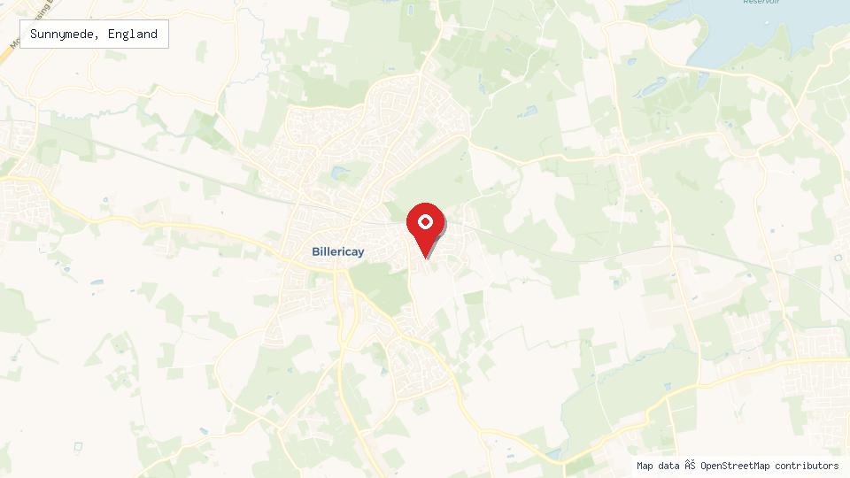 Street map of Sunnymede, England with location pin