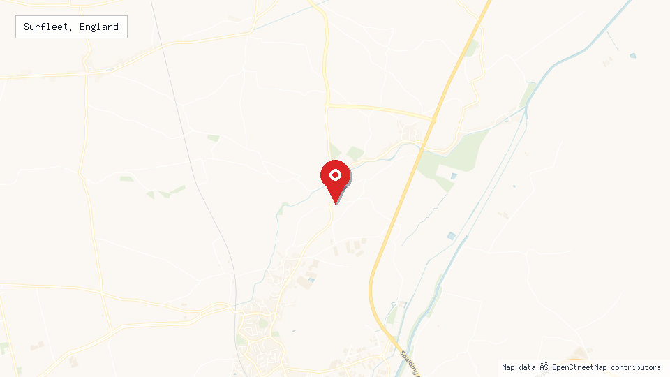 Street map of Surfleet, England with location pin