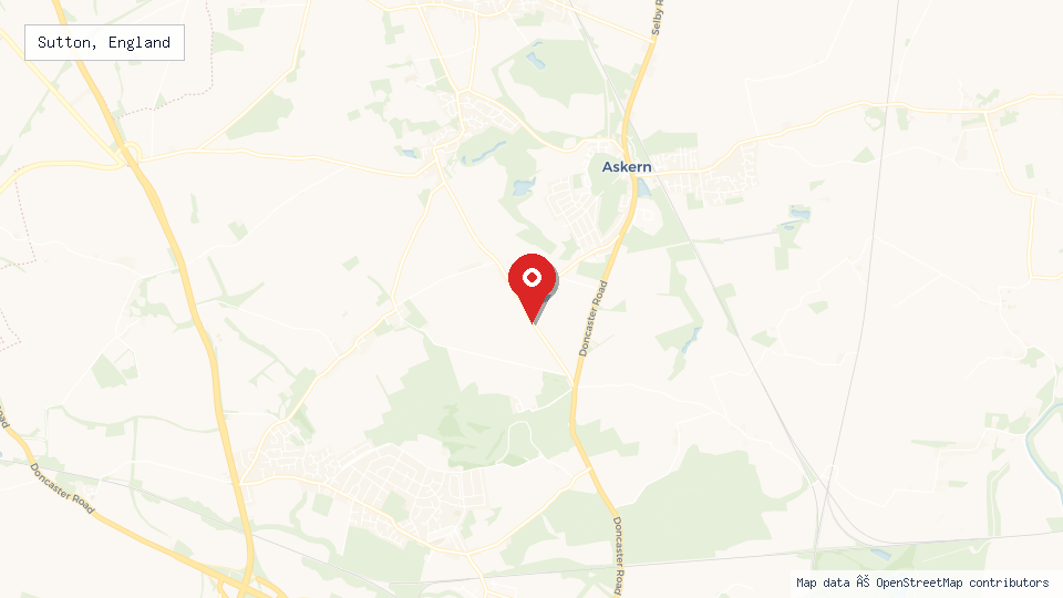 Street map of Sutton, England with location pin
