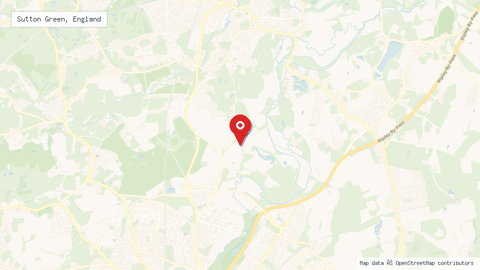 Street map of Sutton Green, England with location pin