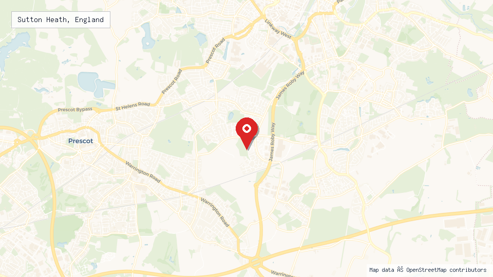 Street map of Sutton Heath, England with location pin