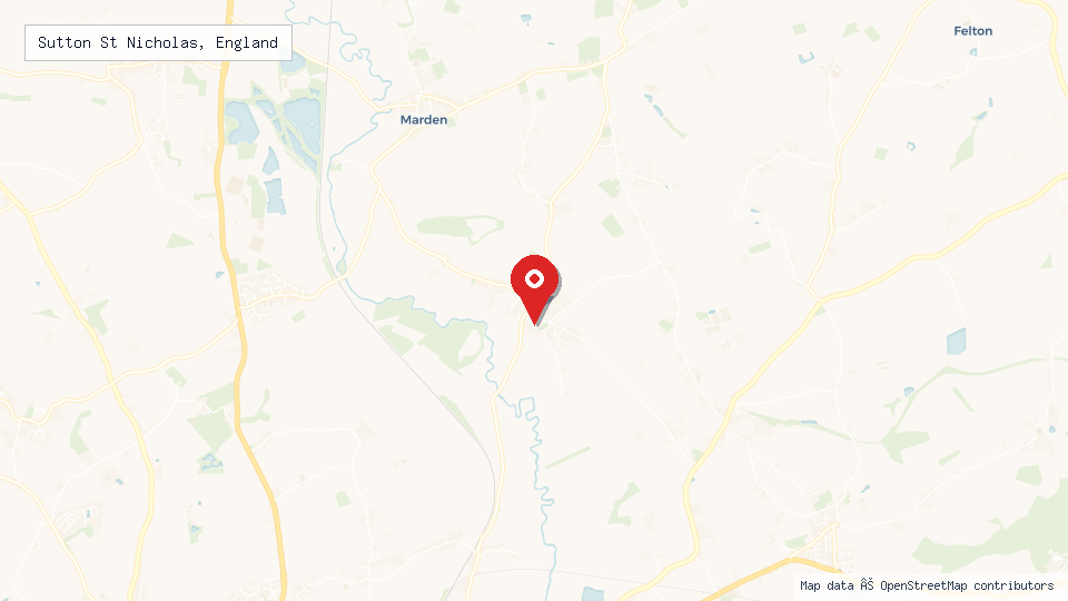 Street map of Sutton St Nicholas, England with location pin