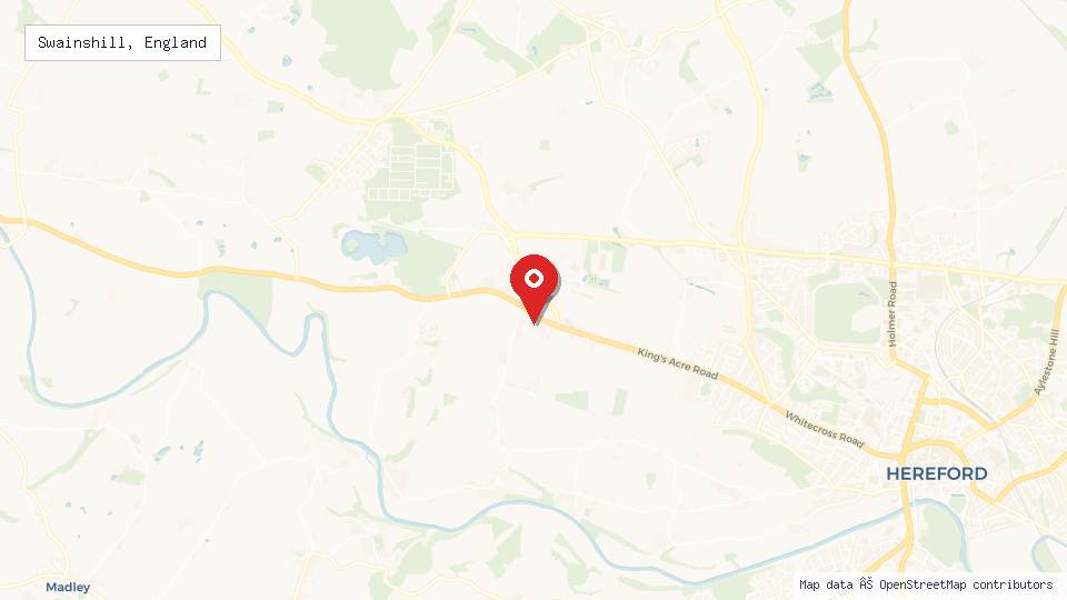 Street map of Swainshill, England with location pin