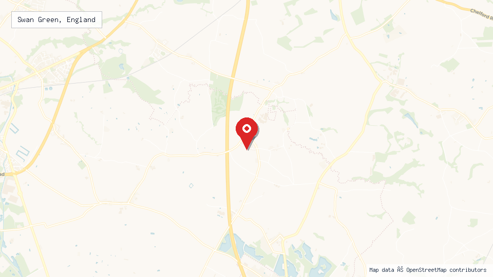Street map of Swan Green, England with location pin