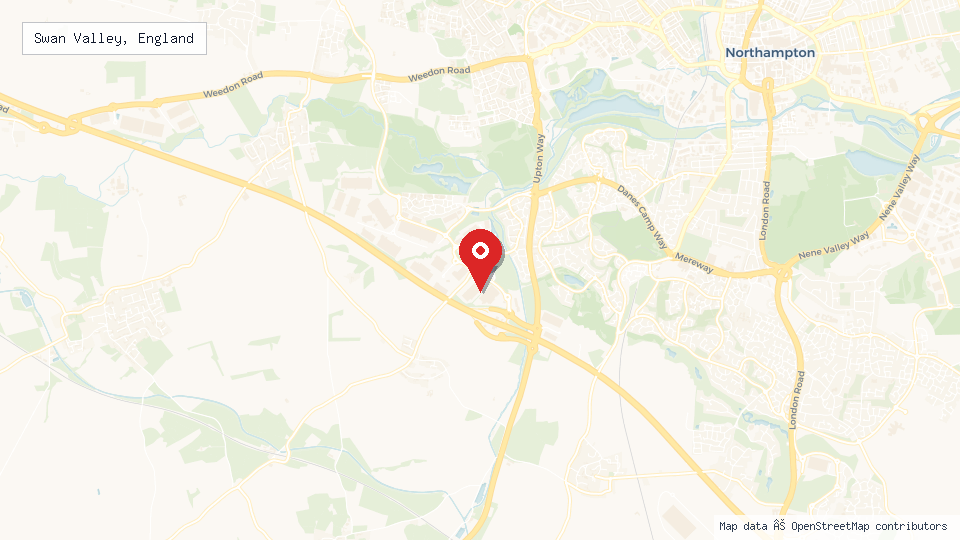 Street map of Swan Valley, England with location pin