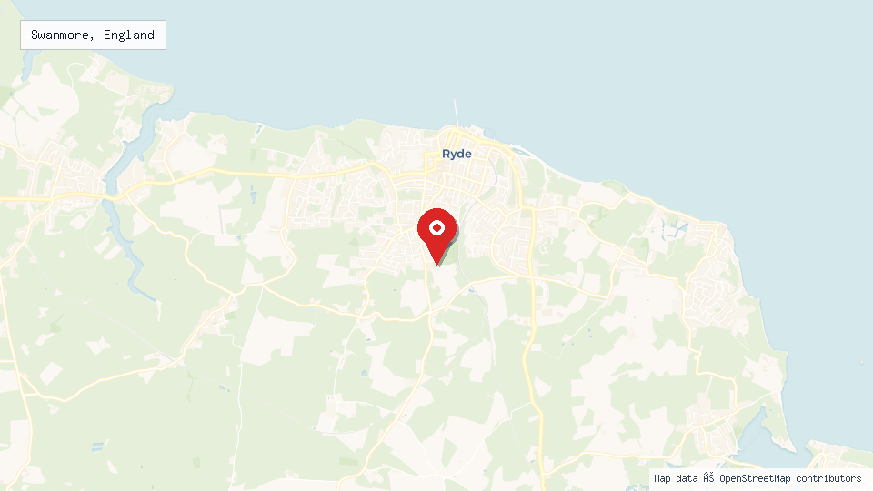 Street map of Swanmore, England with location pin